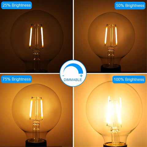 E Energetic Lighting six-pack LED globe bulbs for easy fixture upgrades.