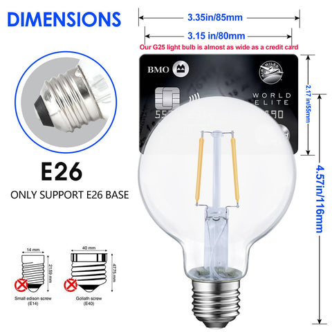 E Energetic Lighting clear glass Edison bulb with E26 base, long-lasting performance.