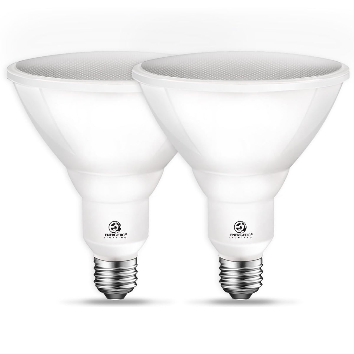 E ENERGETIC LIGHTING PAR38 LED flood bulb for outdoor use with waterproof design.