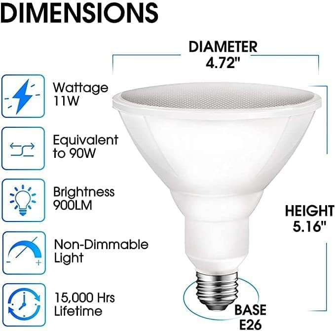 E ENERGETIC LIGHTING PAR38 LED bulb waterproof exterior for outdoor spaces.