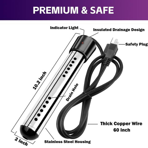 Eaakkoom stainless steel guard protects the element during operation.