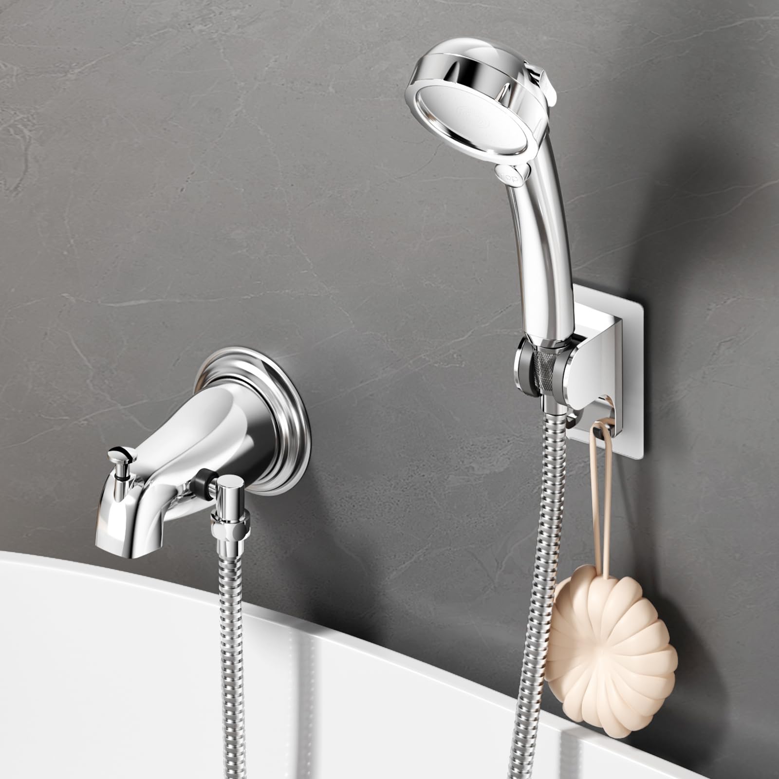 EAARSUO bathtub faucet with handheld shower main view showing seamless water control.