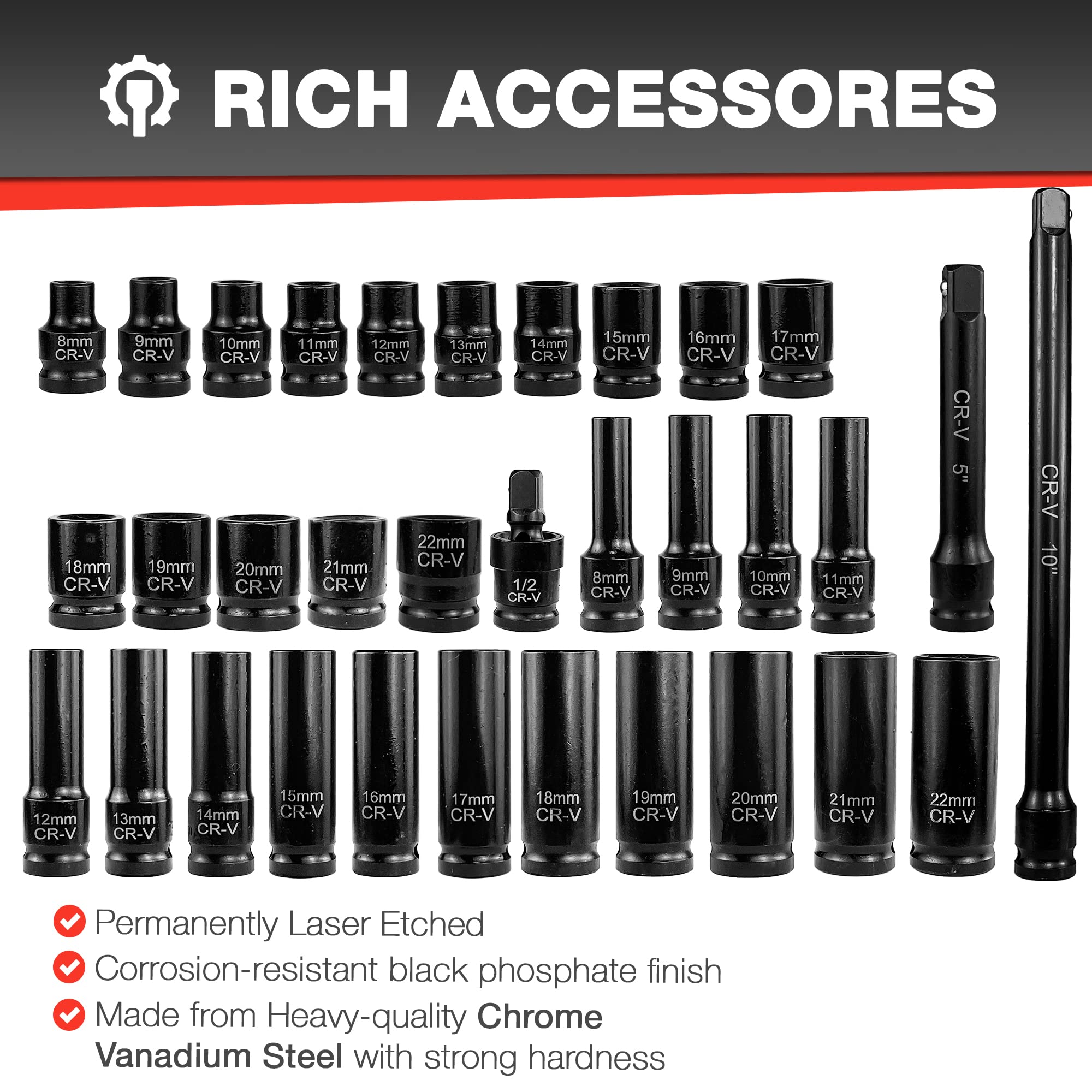 EACELIY black powder coating guards against rust and corrosion over time