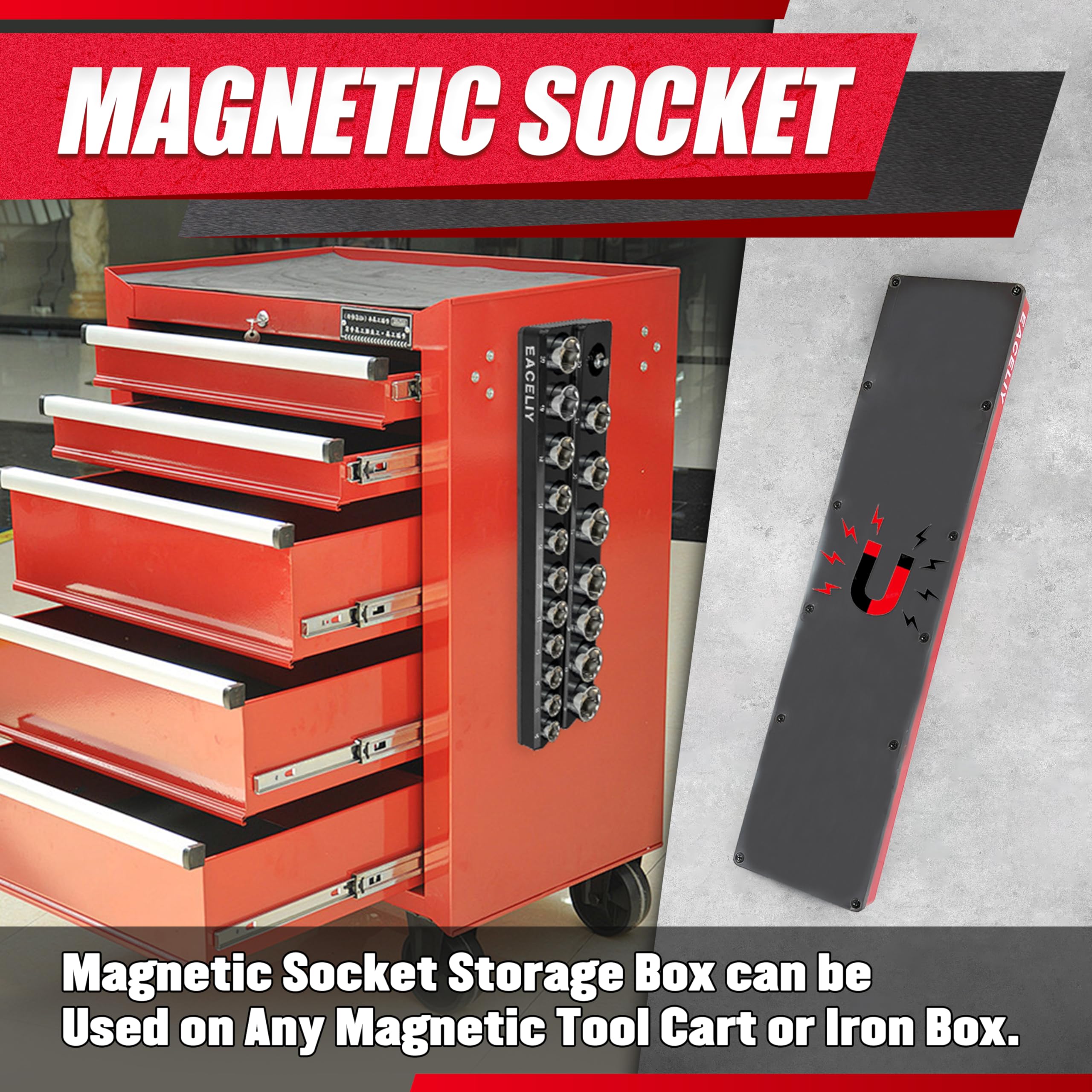 EACELIY deep and shallow rows organize 1/2, 1/4, 3/8 sockets.