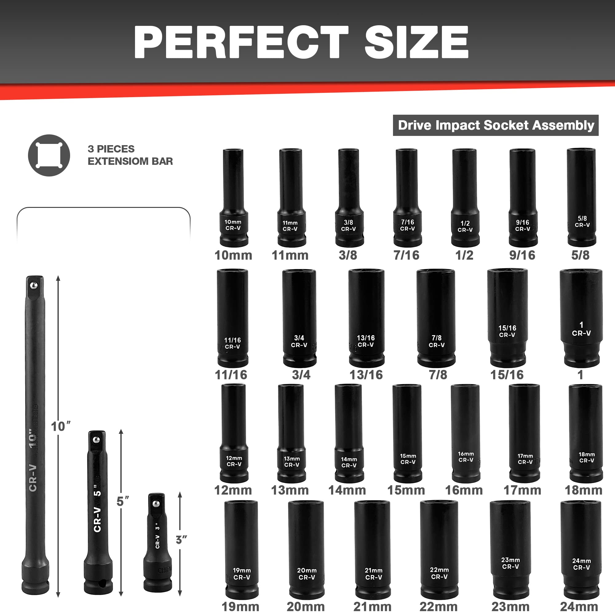 EACELIY extension bars 3in-5in-10in for added reach