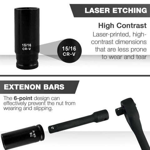 EACELIY laser-etched socket dimensions for quick visibility