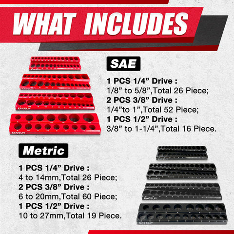 EACELIY socket organizer labels closeup helps quick size identification and sorting.