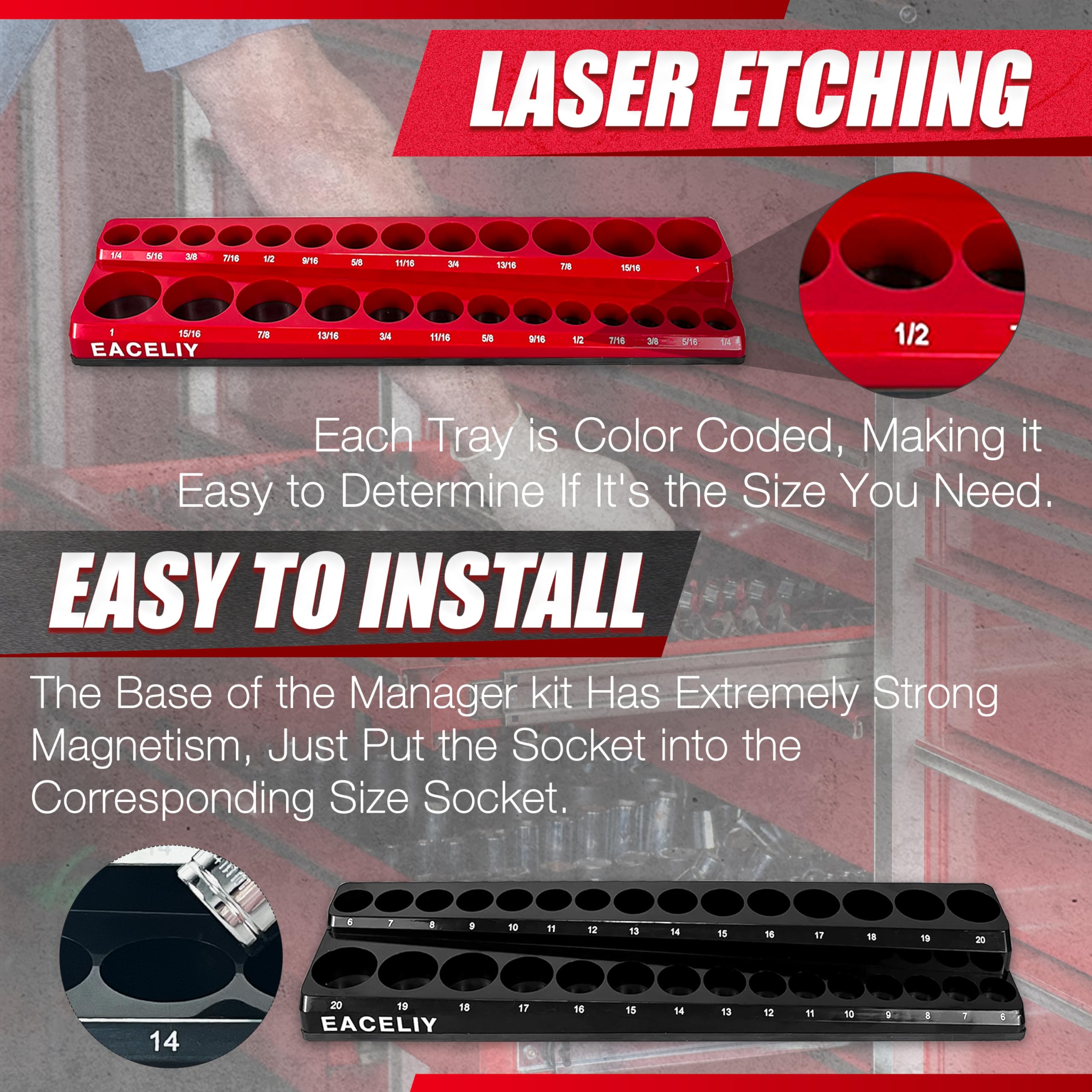 EACELIY organizer on steel surface offers flexible mounting options.