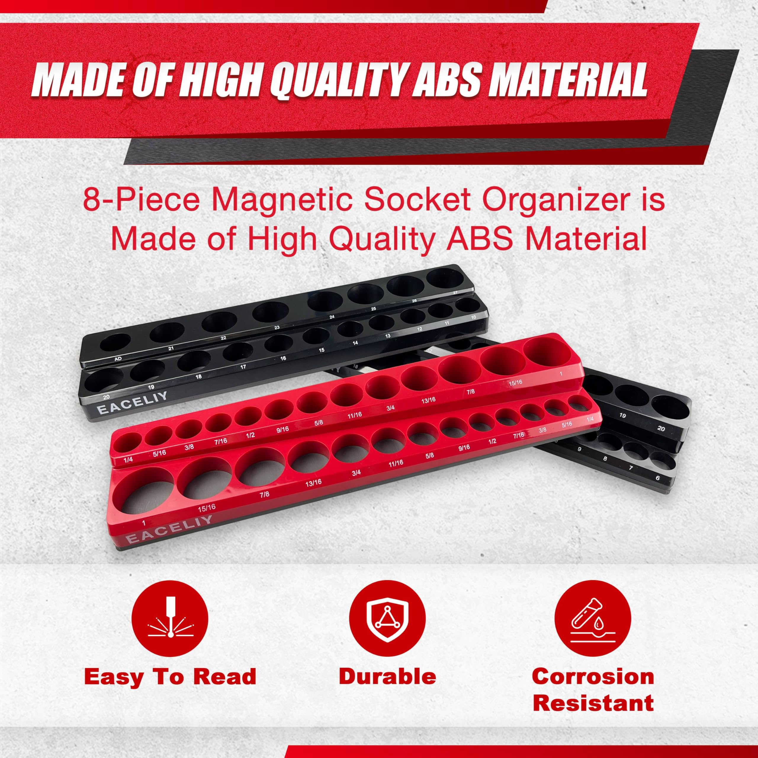 EACELIY socket tray attached to drawer keeps tools within reach.