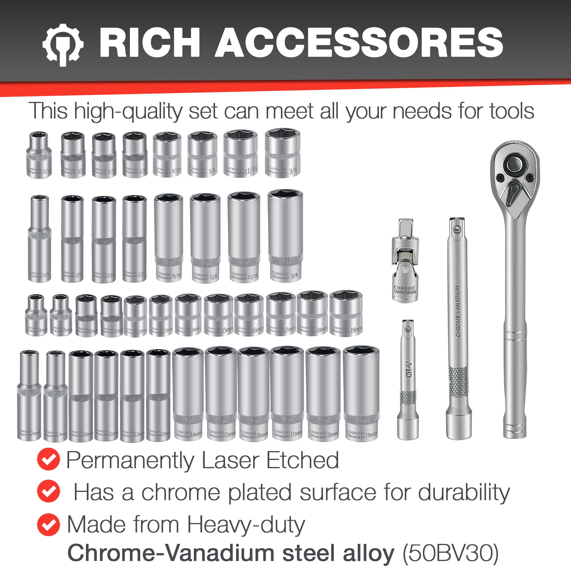EACELIY universal joint improves angle access during repairs.