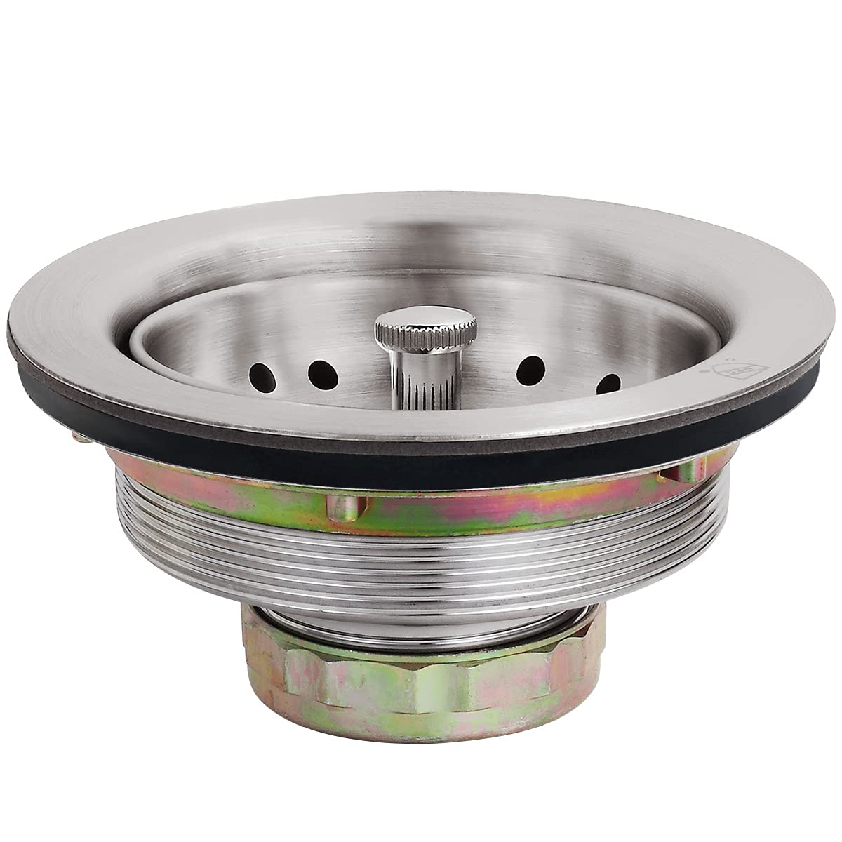 EADOT 3.5-inch sink drain assembly front view with brushed nickel finish for kitchen use