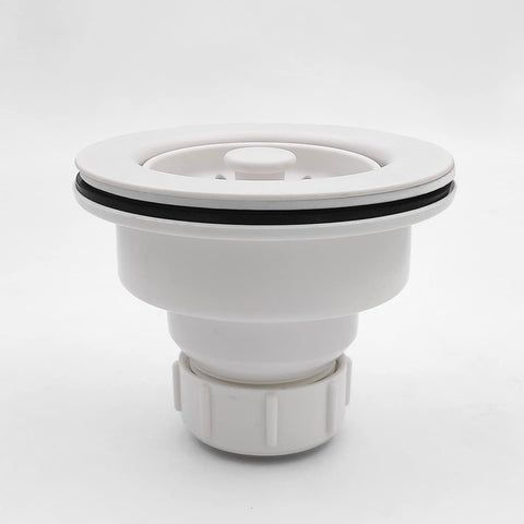 EADOT matte white finish blends with quartz, granite, and stainless steel sinks.