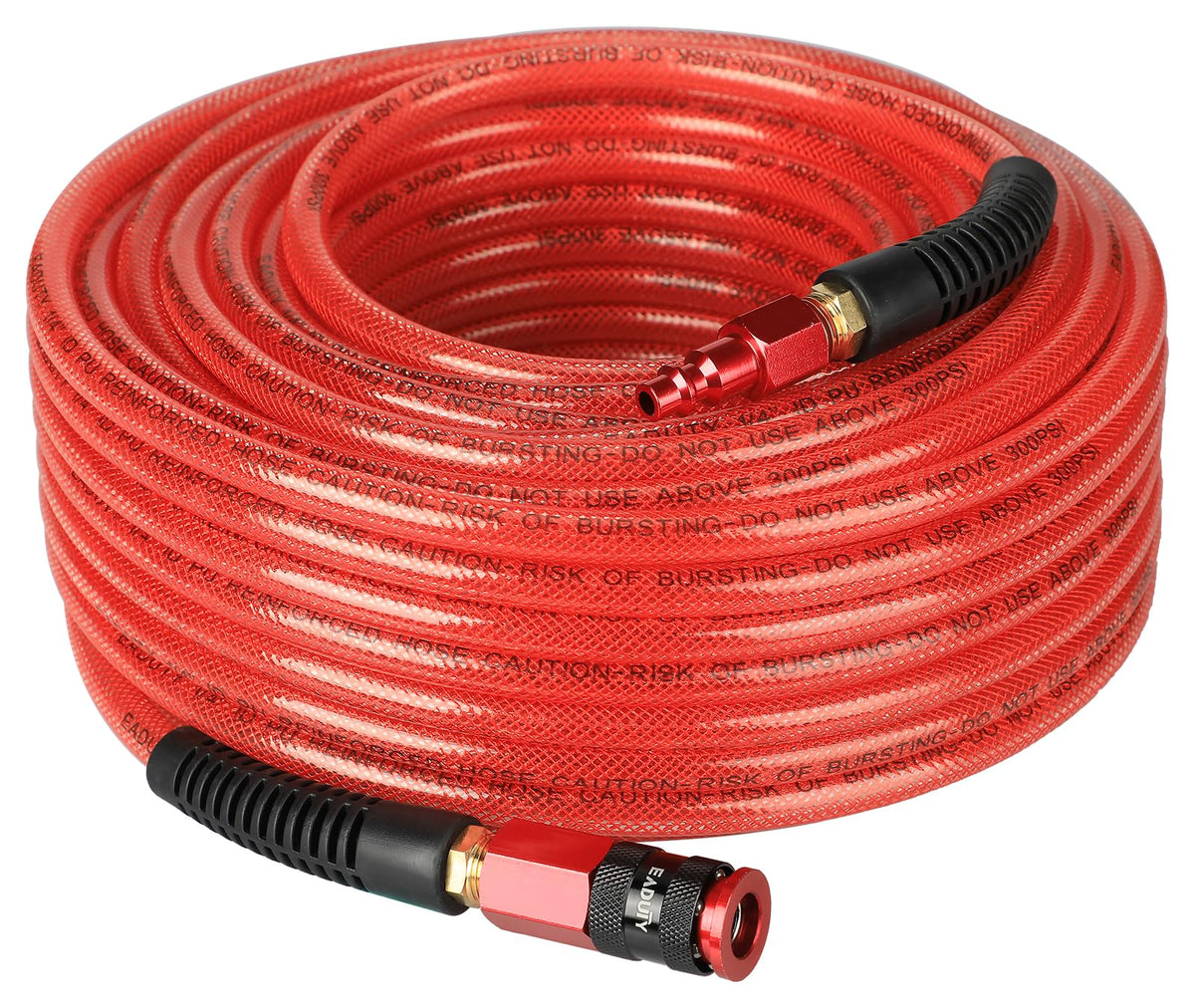 EADUTY air hose 100ft coiled view highlights long reach and easy storage.