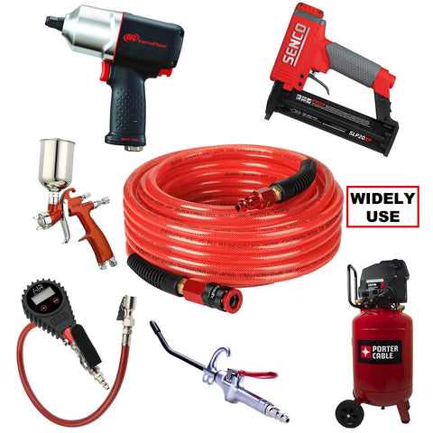 EADUTY hose in use with tire inflator demonstrates multi-use versatility.