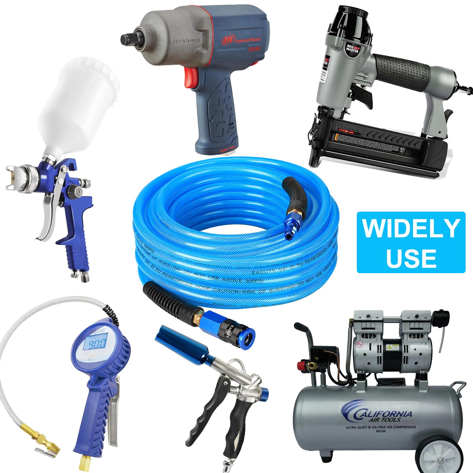 EADUTY reinforced hose delivers 300 PSI working pressure for demanding tools.