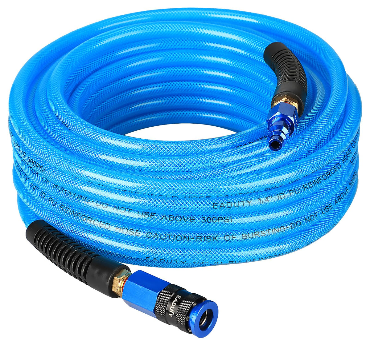 EADUTY heavy-duty air hose blue coil, lightweight for easy maneuvering.