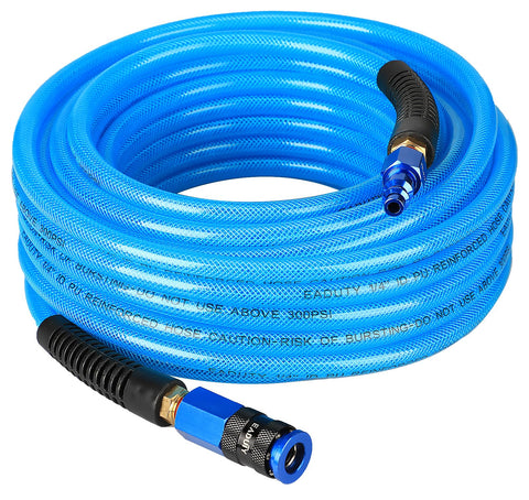 EADUTY heavy-duty air hose blue coil, lightweight for easy maneuvering.