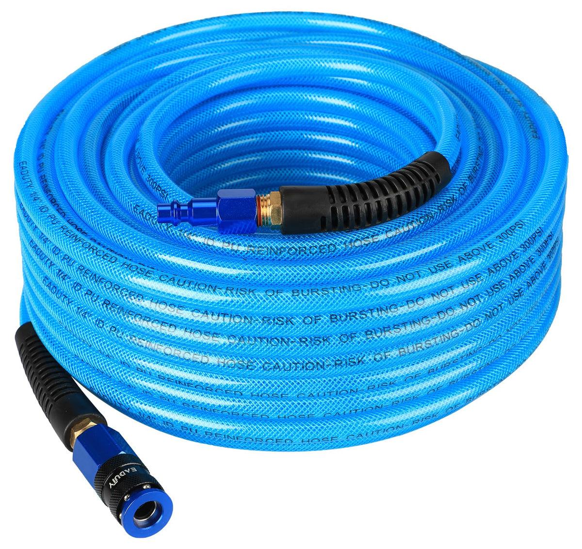 EADUTY heavy-duty reinforced polyurethane air hose 1/4x100ft in blue, ideal for durable long runs.