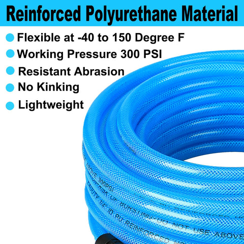 EADUTY polyurethane air hose close-up shows anti-kink construction for easier handling.