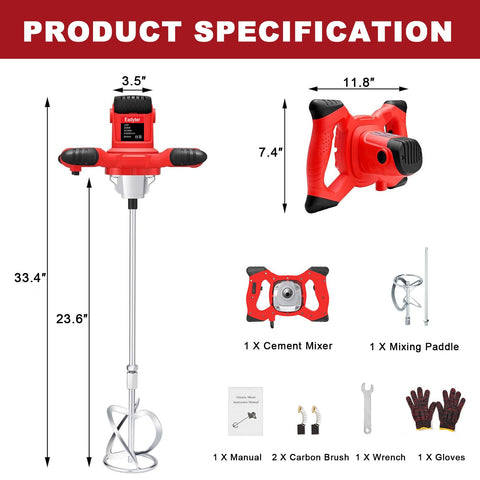 Eadyter mortar mixer six speeds for different materials