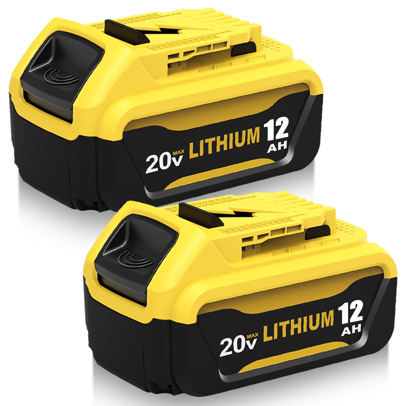 Eagglew 2Pack 12000mAh DCB206 battery for extended runtime on Dewalt 20V tools.