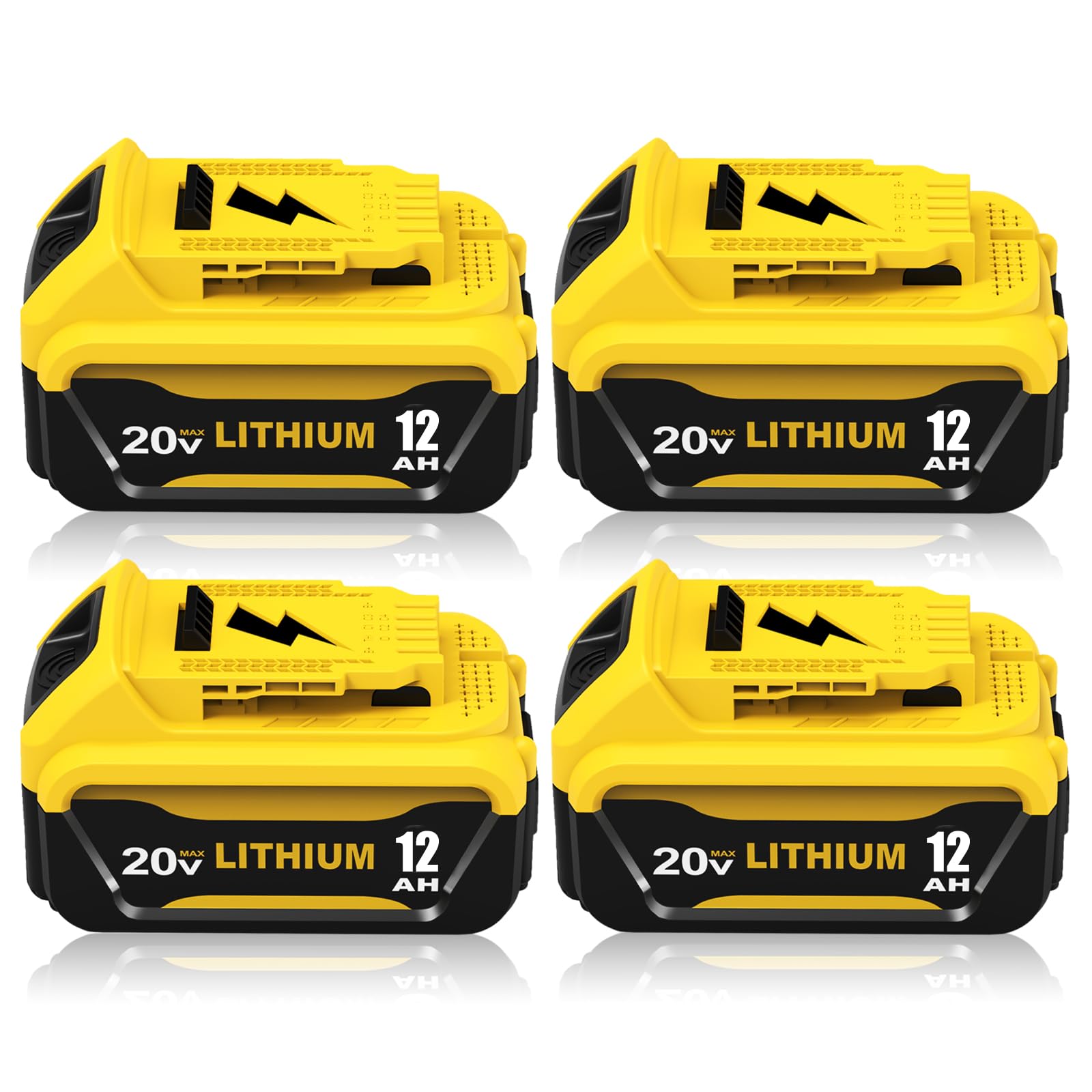 Eagglew 4-pack 12000mAh DCB206 battery with high capacity for longer runtime