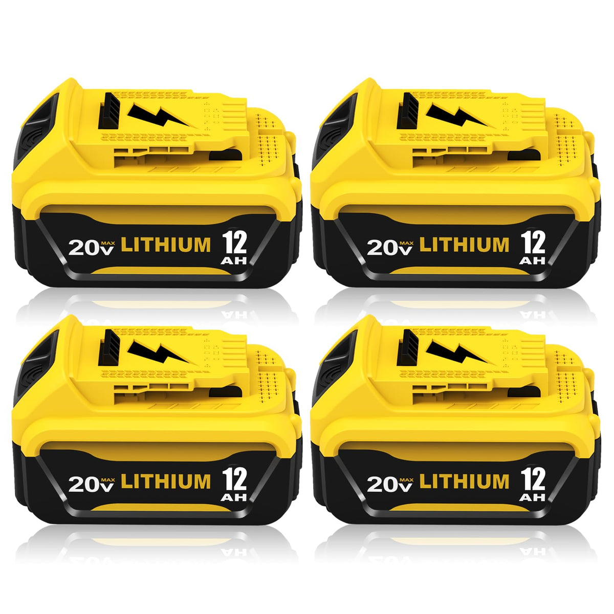 Eagglew 4-pack 12000mAh DCB206 battery with high capacity for longer runtime