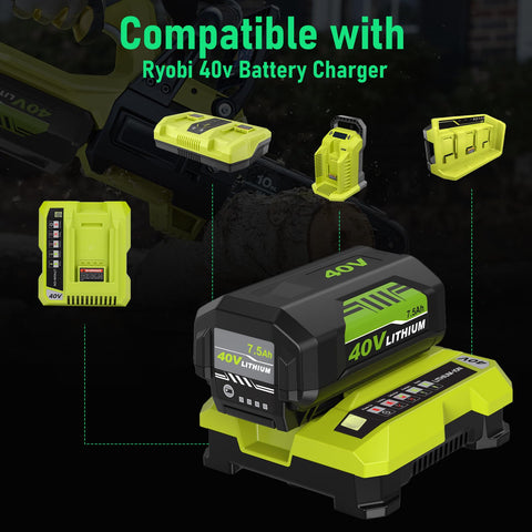 Eagglew Ryobi 40V battery compatibility chart confirms broad tool fit.
