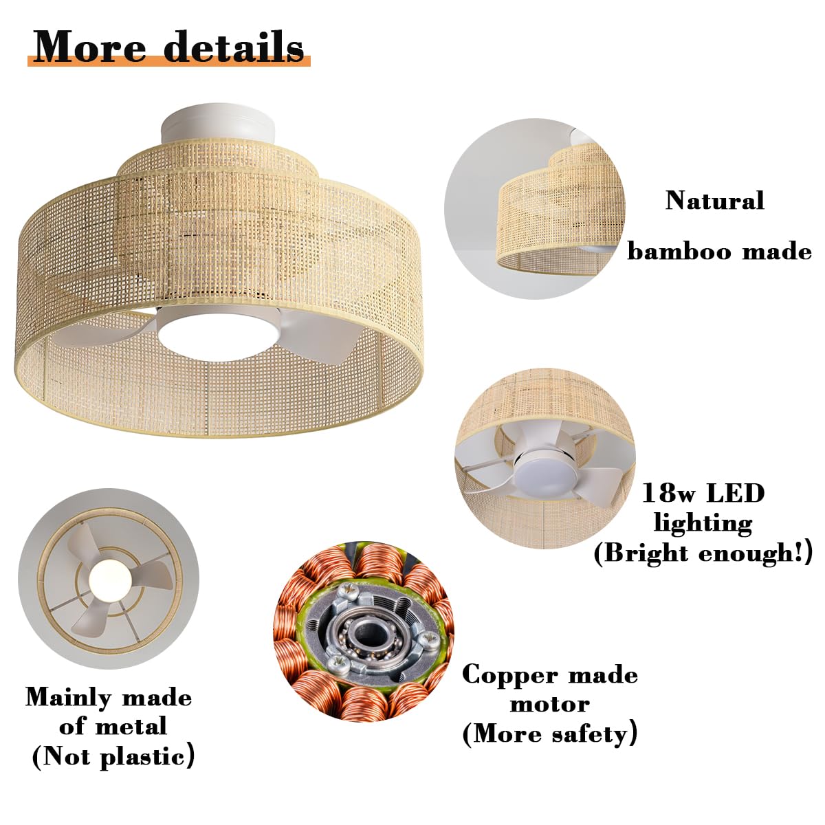 Eamonex wood flush-mount design blends with ceiling for a sleek look