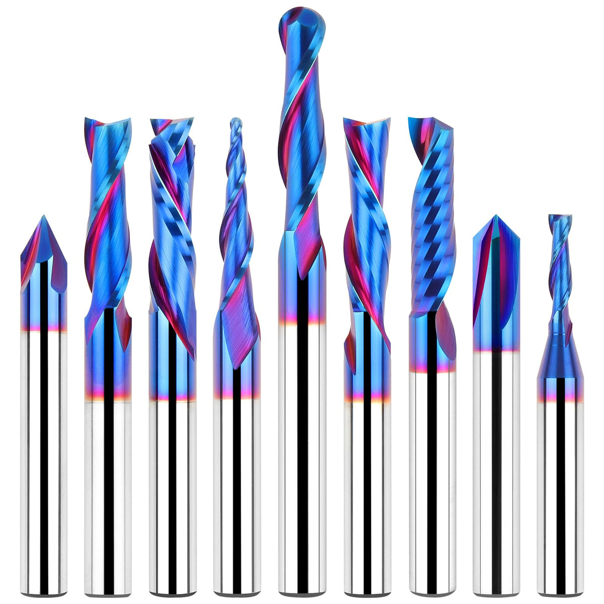 EANOSIC 9pcs router bits set assembly, durable carbide for precise woodworking.