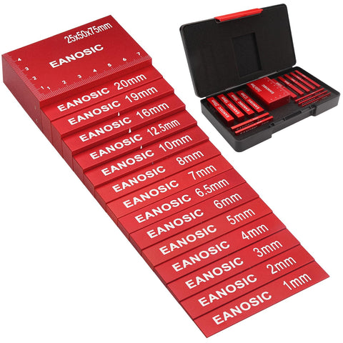 EANOSIC metric setup blocks with laser-etched size markings for precise router setup.