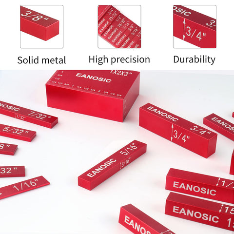 Laser-etched aluminum setup bars from EANOSIC for fast reference.
