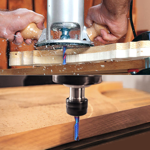 EANOSIC straight shank router bit with rounded chamfer speeds setup.