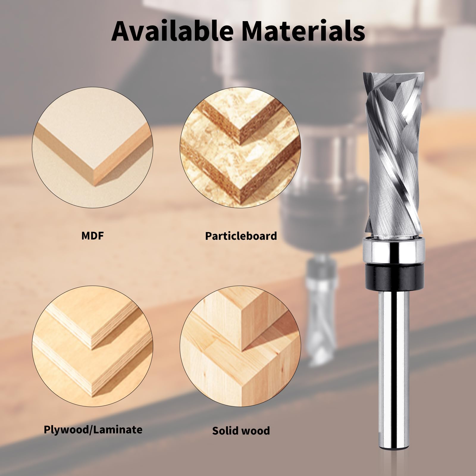 EANOSIC top bearing router bit closeup for accurate guidance