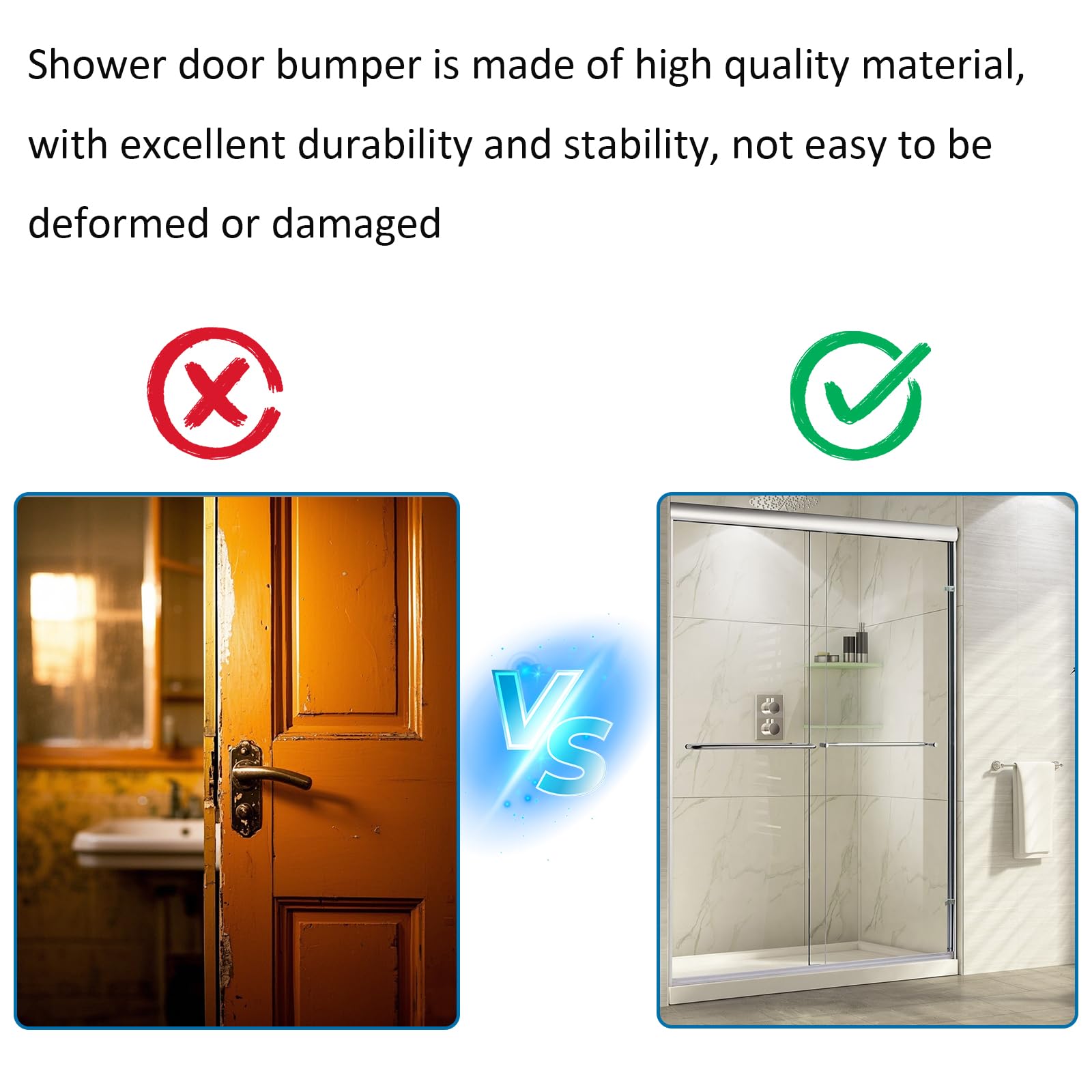 EAORBD glass door-friendly bumper fits most sliding enclosures reliably