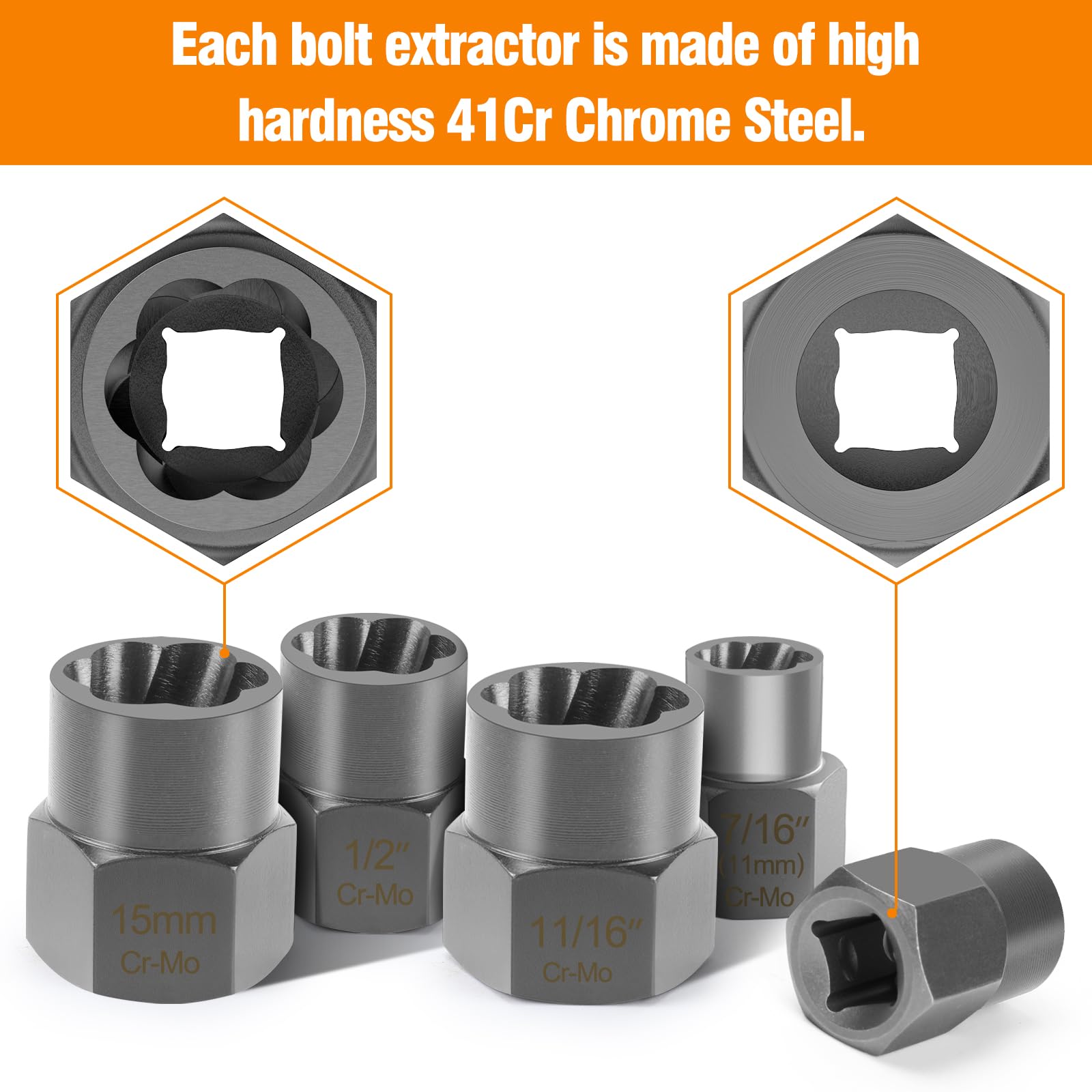 Eapele sizes etched on surface for quick, accurate selection.
