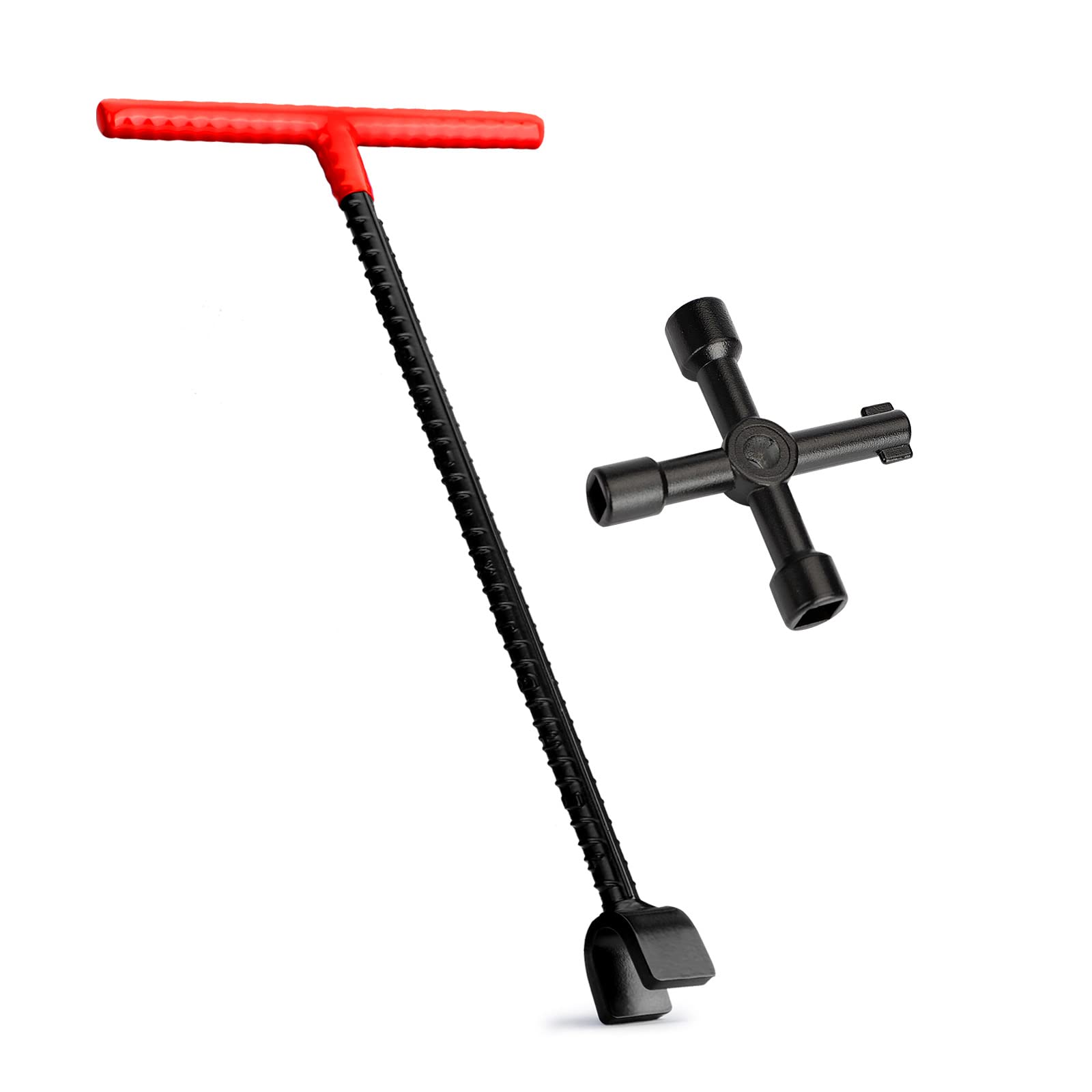 Eapele water meter key with 16in enforced steel t-handle for easy access.