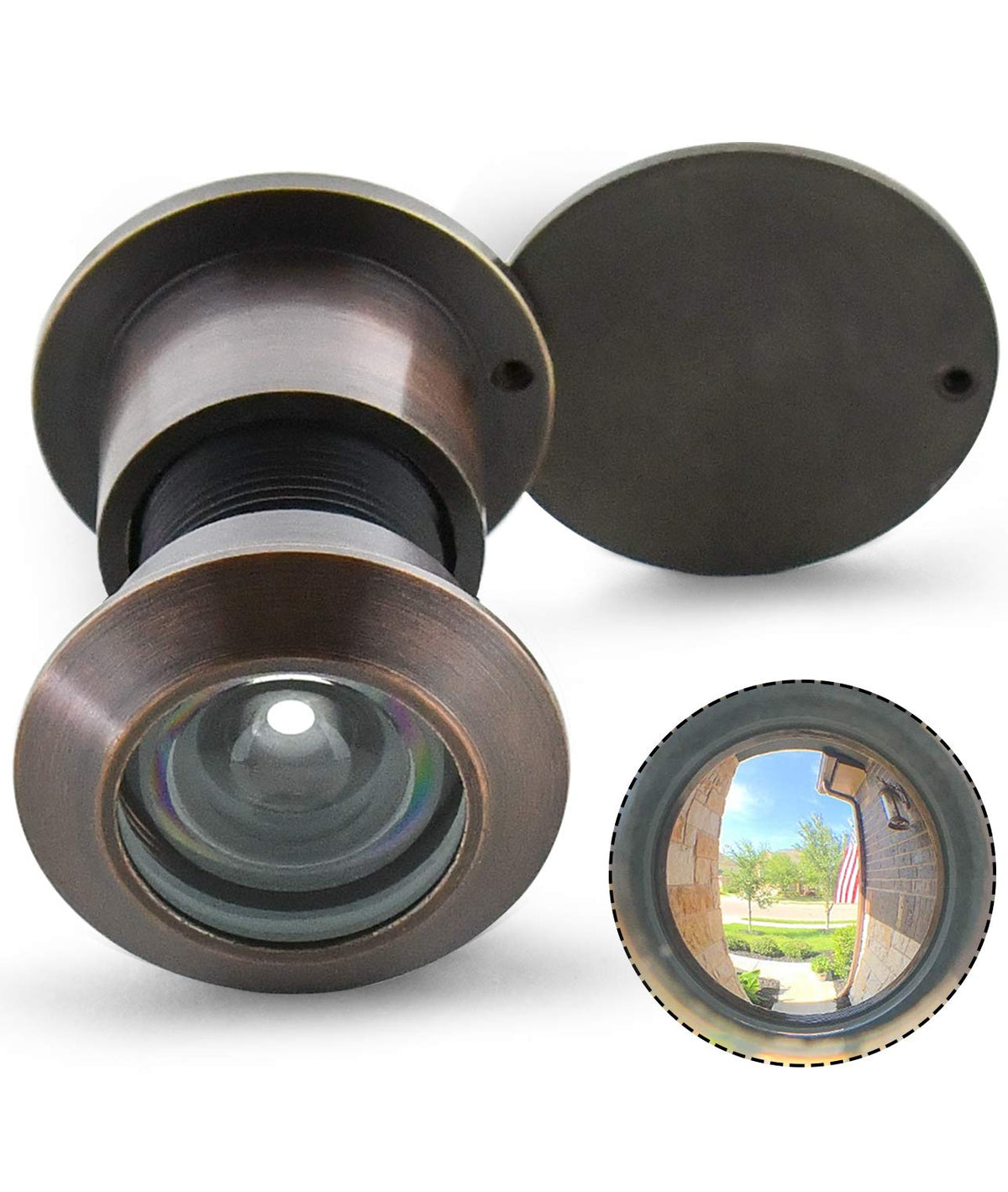Earl Diamond brass peephole with 220-degree view for clear door visibility