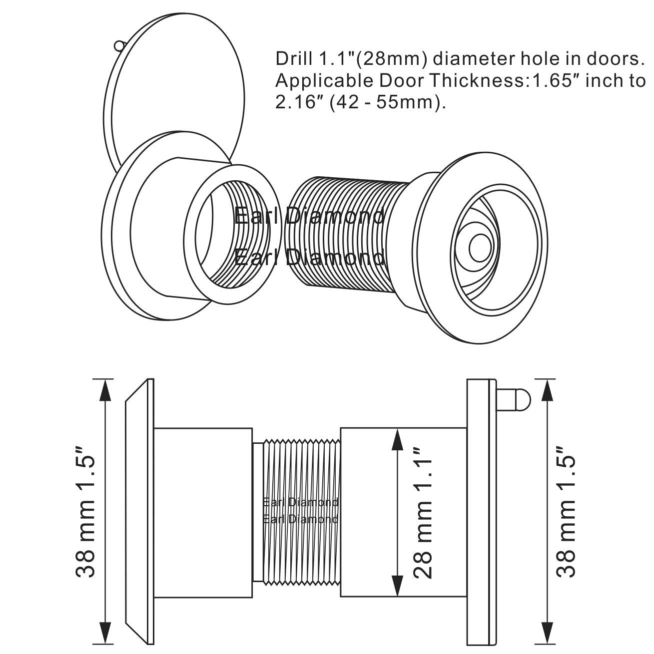 Earl Diamond door viewer privacy cover rotates for extra security
