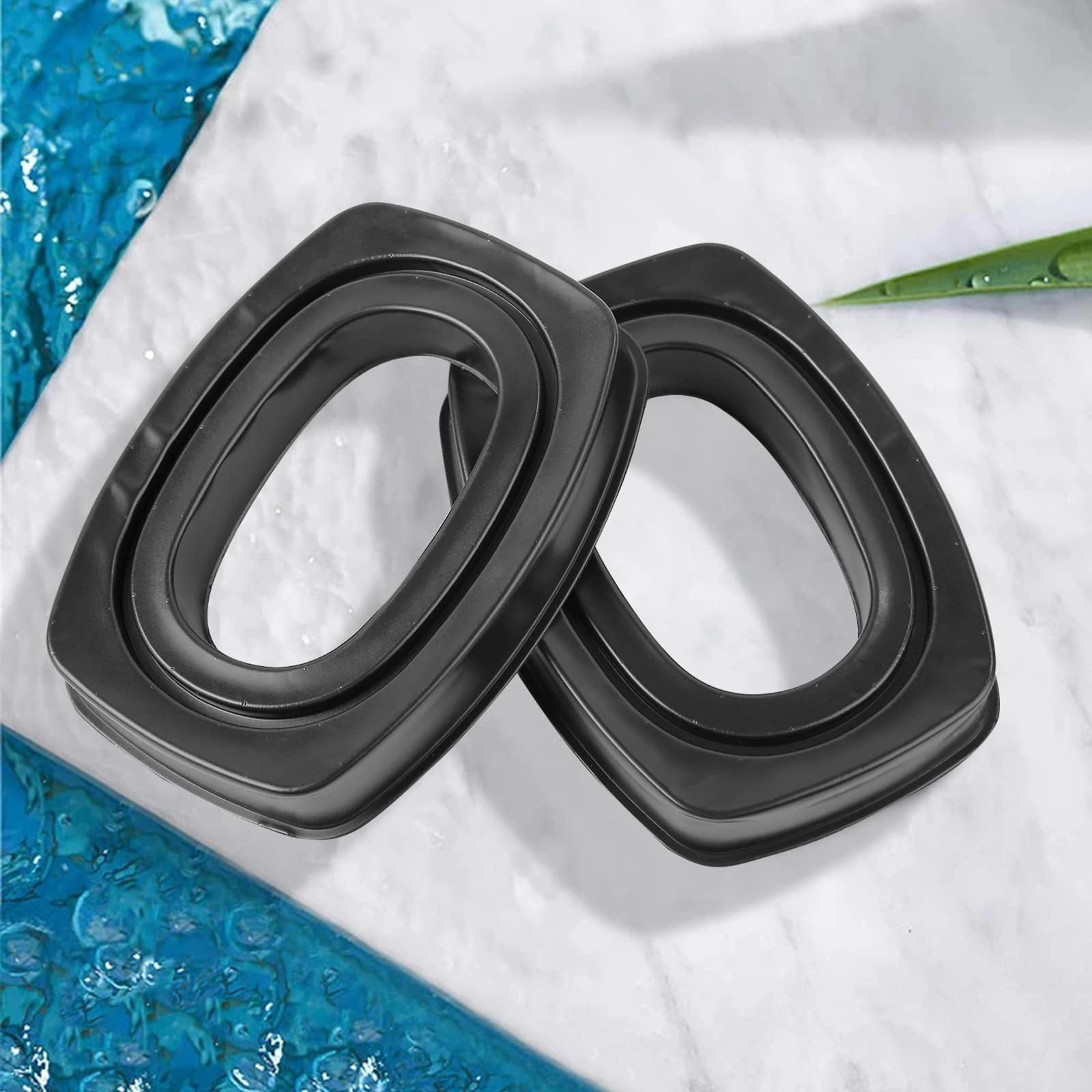 Close-up view of TPU leather and memory foam layers in Earrock seals, designed for comfort.