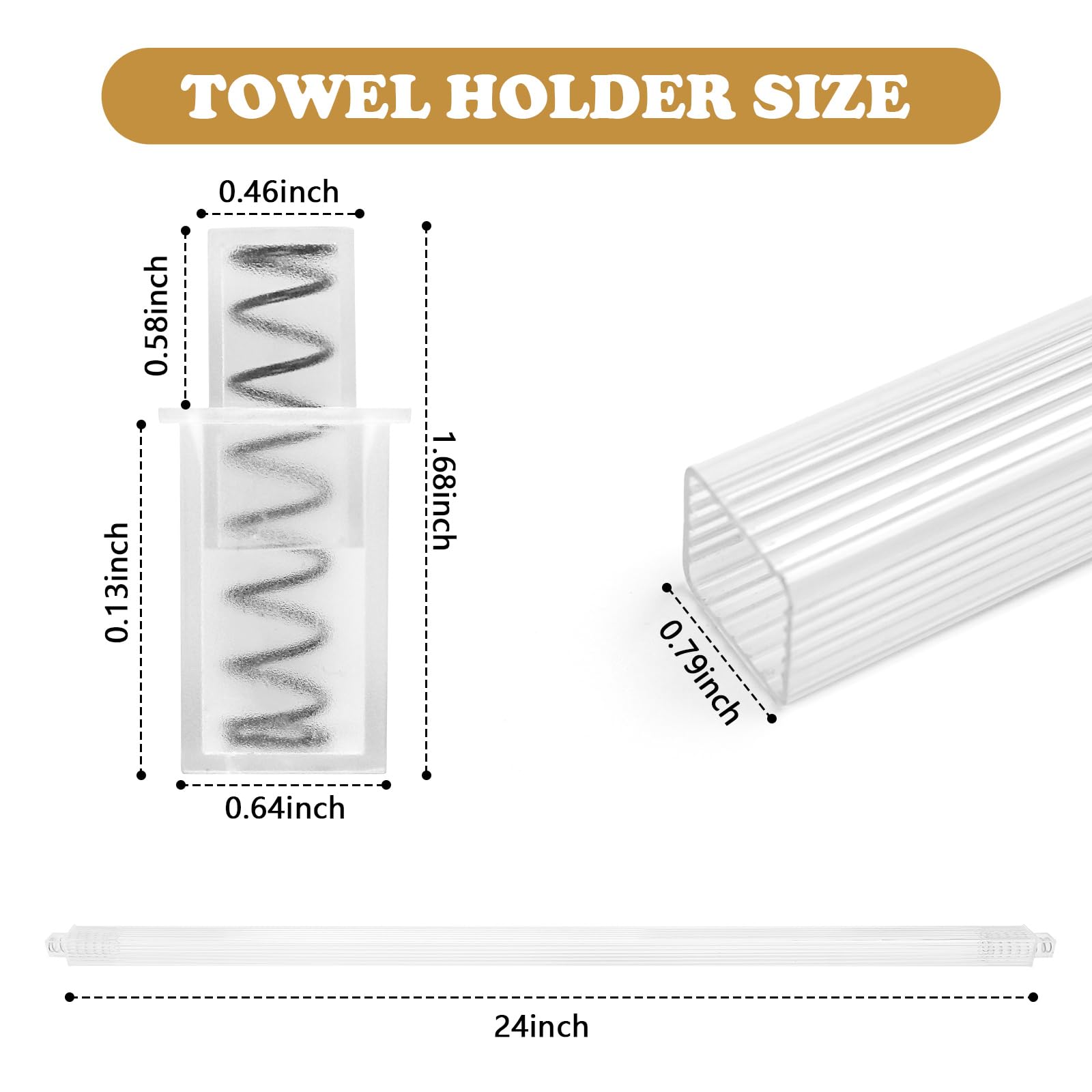 Earthtec 24-Inch Clear Towel Bar side view showing wall mounted design