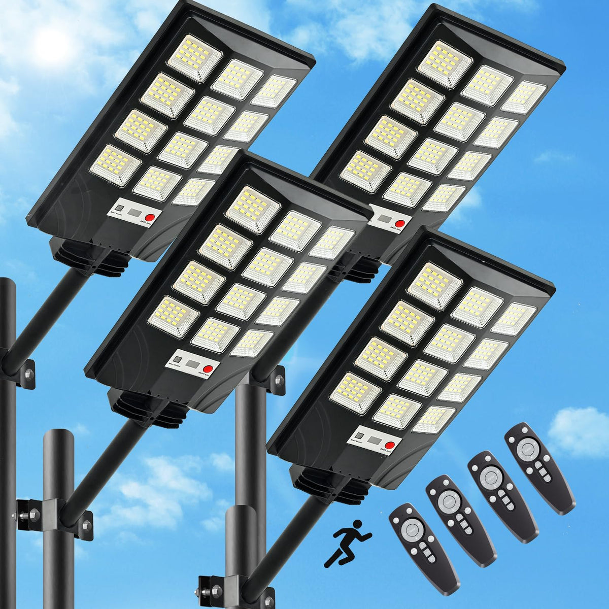 Easebri solar street light with bright 5730 LEDs improves outdoor visibility.