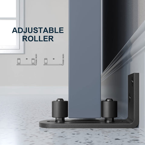 EaseLife floor guide featuring adjustable rollers for smooth, quiet door movement.
