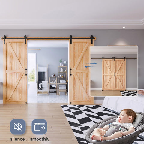 EaseLife floor guide installation showing stable door alignment and ground support.