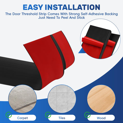 EaseInstall self-adhesive ramp closeup, demonstrates strong bond on tile, wood, laminate.