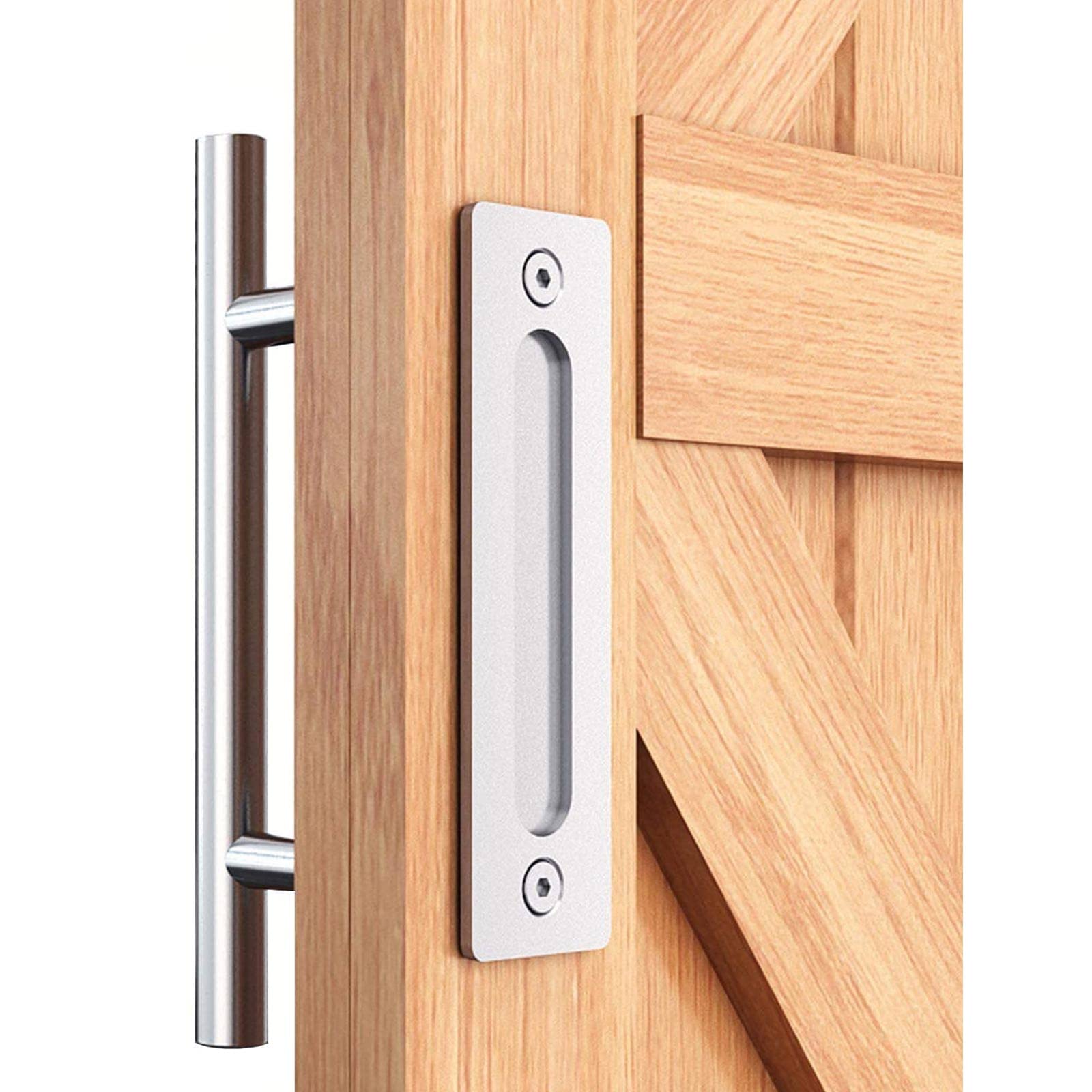 EaseLife 12-inch sliding barn door pull bar in brushed finish