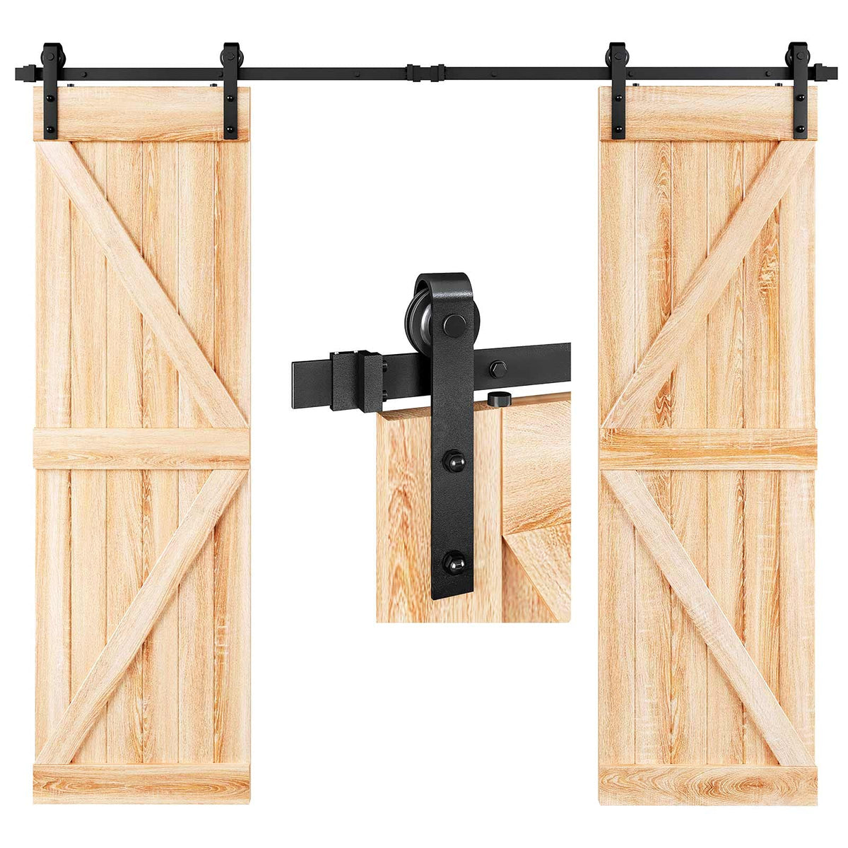 EaseLife 8ft double door track rail enables smooth operation.