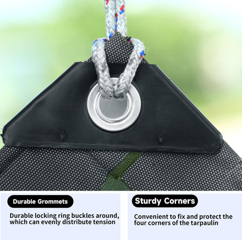 Eastarp tarp with 28 mil organic silicone coating for waterproof protection.