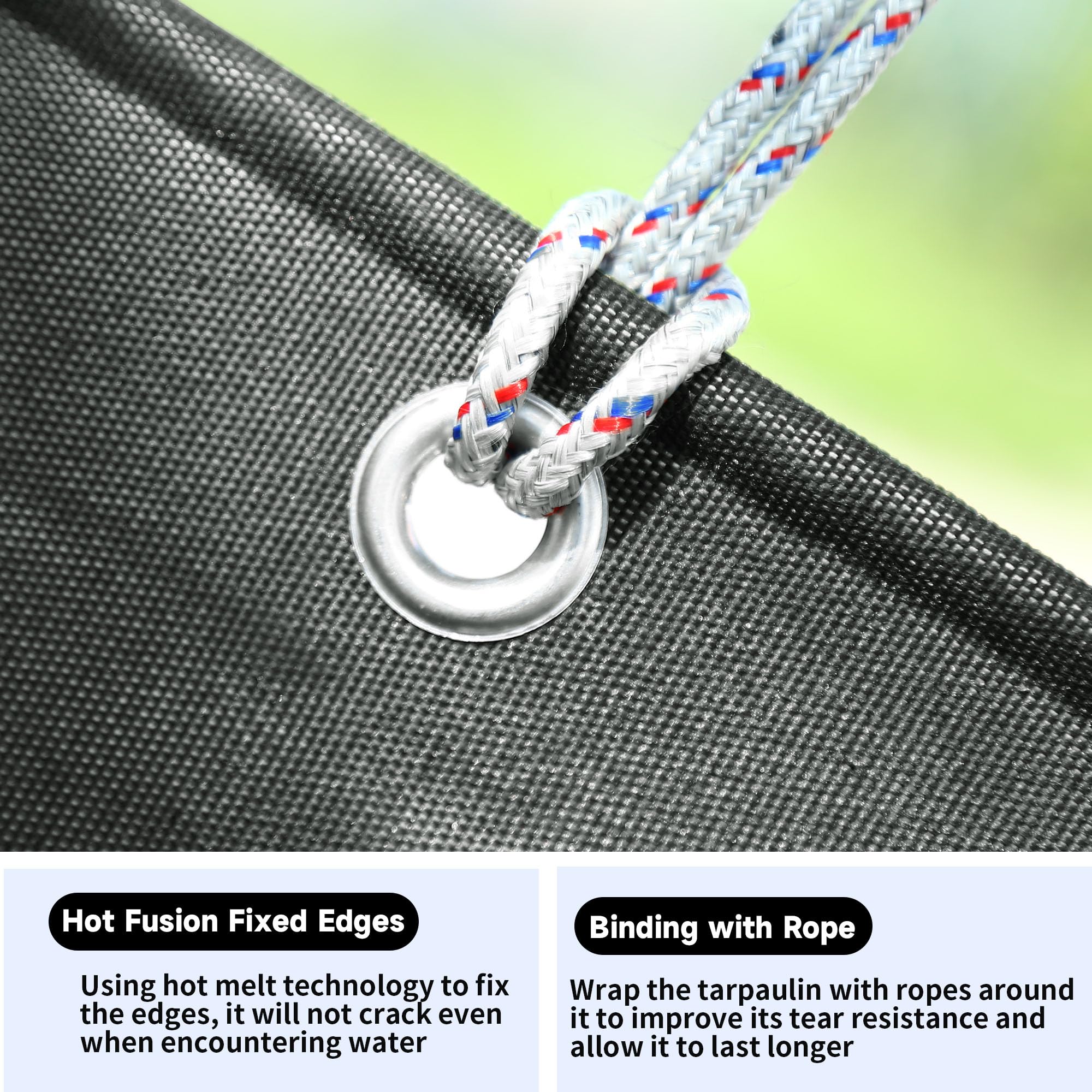 Eastarp reinforced edges with heat bonding enhance durability for rugged use.