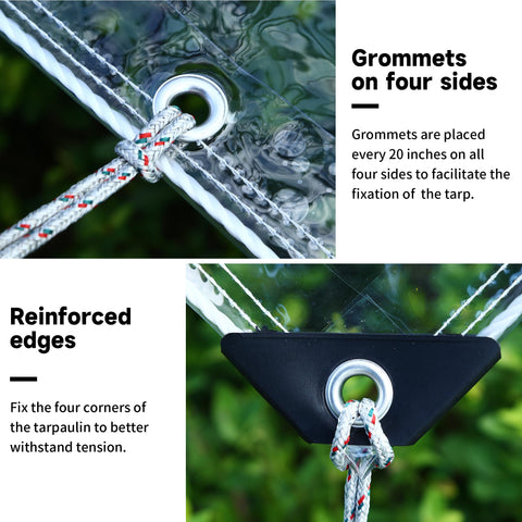 EASTARP UV-resistant tarp blocks sun while letting light reach plants.